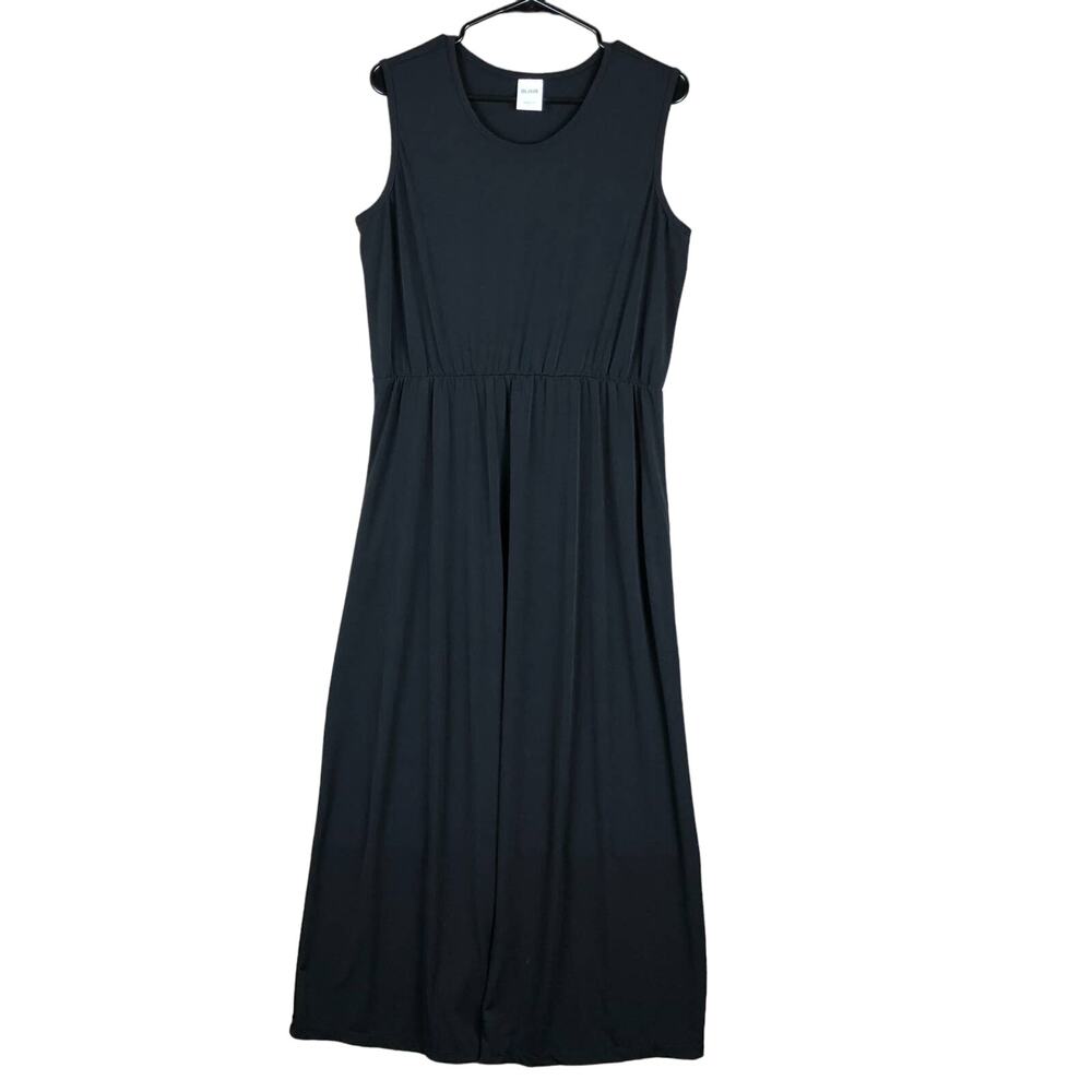 Blair Womens Dress Black Sleeveless Scoop Neck Shift Maxi Stretch Large